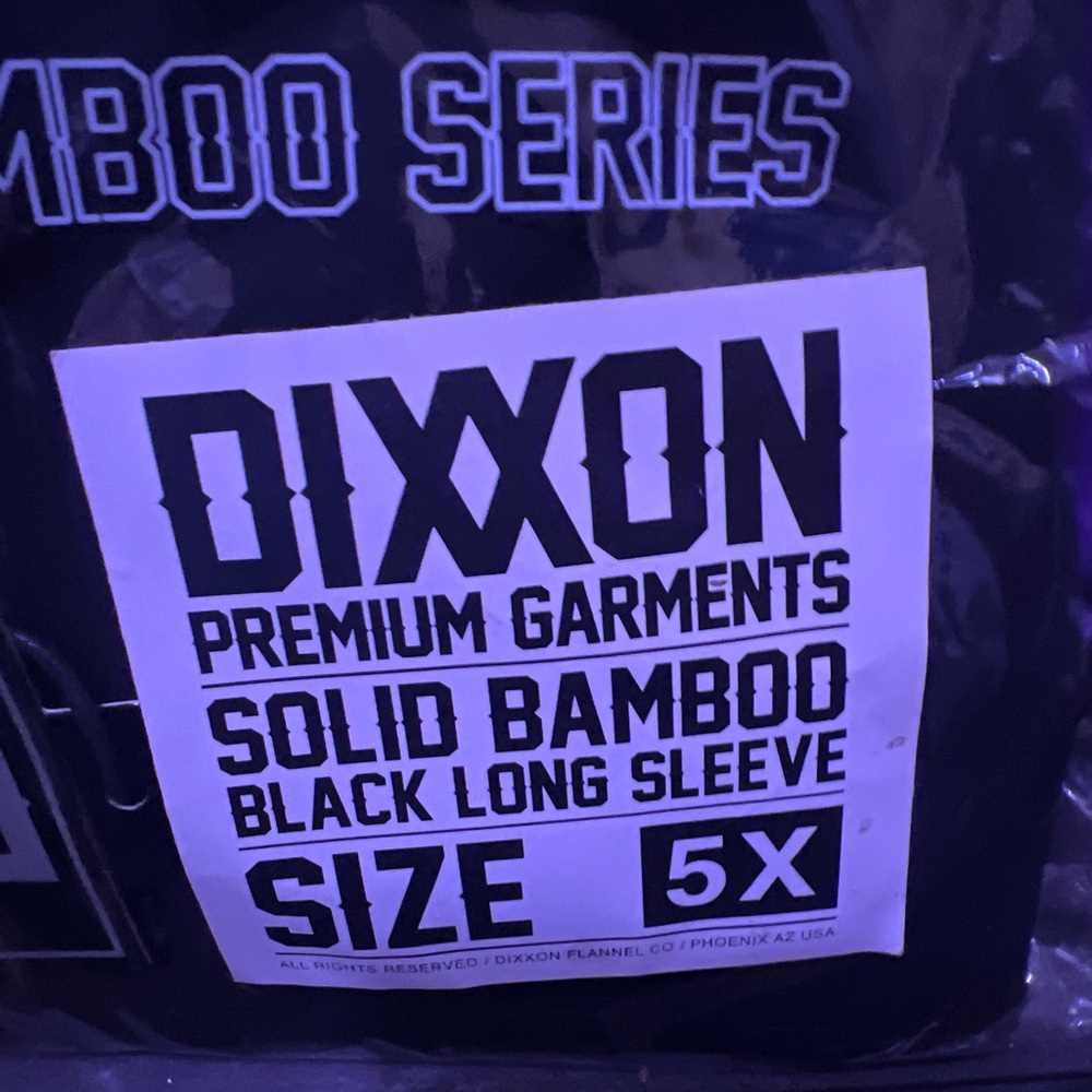 Dixxon Premier Garments Solid Black Bamboo Long Sleeve Shirt 5xl Brand New